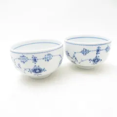 美品 ROYAL COPENHAGEN ロイヤルコペンハーゲン ブルーフルーテッドプレイン 湯呑 2点 ペア ゆのみ ジャパニーズティーカップ SM5261H2 