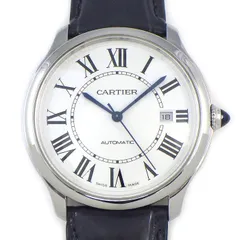 カルティエ Cartier 腕時計 ロンド マスト WSRN0032 シルバー文字盤 ローマンインデックス デイト 裏スケ ブラック アリゲーターレザーベルト SS 自動巻き 【中古】のサムネイル