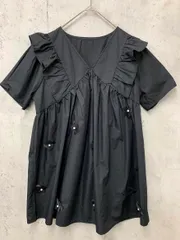 美品 prose verse プロズヴェール フラワーモチーフフリルVネック ブラウス シャツ sizeM/ブラック ■◆ レディース