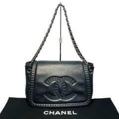 CHANEL ブラックレザー ショルダーバッグ 12121917 - メルカリ