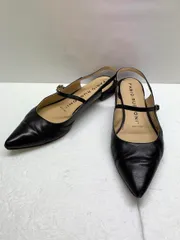 FABIO RUSCONI ファビオルスコーニ イタリア製 ポインテッドトゥ メリージェーン バックストラップ パンプス size38/ブラック ■◇◎レディース