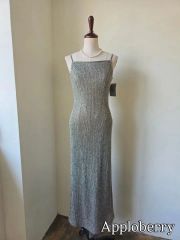 美品♡近年♡ルネ ボウタイ ニットワンピース パール 襟 ベージュ 36