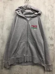 NIKE ナイキ スポーツ ロゴプリント 前ポケット フード ジップアップ パーカー sizeL/グレー ■■ レディース