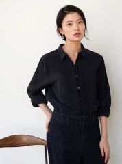 Plage PURE RAMIE WASHED シャツ ネイビー - メルカリ