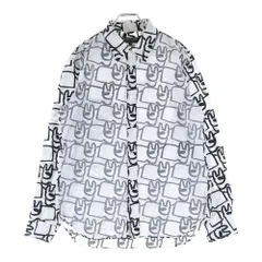 COMME des GARCONS HOMME DEUX (コムデギャルソン オムドゥ) 21SS AD2020 フロント切替 長袖総柄コットンシャツ ホワイト/ブラック DG-B027のサムネイル