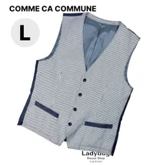 Comme Ca Commune　コムサコミューン　メンズ　オッドベスト　前ボタンベスト　リネン　ヒッコリーストライプ　L　　値下げ不可のサムネイル