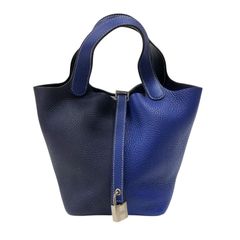 HERMES エルメス ピコタンロック PMブルーニュイ シルバー 極美品 