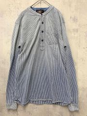 RRL バンドカラー シャンブレー プルオーバーシャツ リネン混 ブルー S