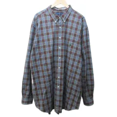 ラルフローレン RALPH LAUREN ボタンダウンシャツ BDシャツ チェック ロゴ 刺繍 長袖 大きいサイズ 3XLT 青 ブルー 系 ☆AA★ 0411