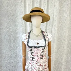 花柄チロルワンピース ディアンドル風 フロントレースアップ フレアワンピース 小花柄 ドイツ民族衣装風 ヨーロッパ古着 クラシカル ヴィンテージワンピース