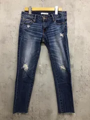 AZUL BY MOUSSY アズールバイマウジー クラッシュカットオフ クロップドスキニー デニムパンツ size26/ブルー系 ■■ レディース