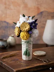 つまみ細工 仏花 【高さ約22cm】 お供え花 ちりめん 供花 枯れないお花のサムネイル