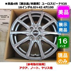 □美品4枚【展示品/未装着】ユーロスピードV25 16インチ6.0J+43 4穴100
