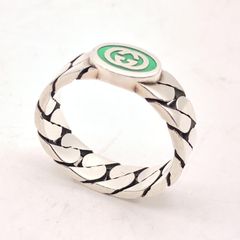 2way】GUCCI オーバル インターロッキングG エナメル リング 緑 - メルカリ