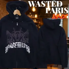 WASTED PARIS ウェイステッドパリス ラインストーン ケルベロス ジップアップパーカー Lサイズ ブラック 裏毛のサムネイル