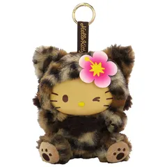 【新品・未使用】HELLO KITTY　ファインフェイスキャット　アニマル　サンリオ　日焼けキティ　キティちゃん　ハイビスカス　レオパード　ヒョウ柄　ぬいぐるみ　キーホルダー　人形　ストラップ　猫　動物　可愛い