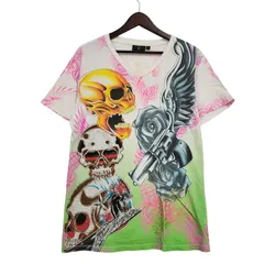 【中古品】 CHRISTIAN AUDIGIER クリスチャンオードジェー VNECK LINESTONE SCULL TEE Vネック 半袖 Tシャツ 【141-260522-ka-03-izu】のサムネイル