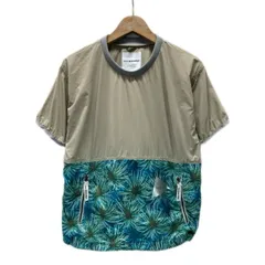 【中古】　and wander　カットソー　半袖　トップス　クルーネック　ジップポケット　花柄　ボタニカル　切替　メッシュ　アウトドア　日本製　古着　/2401のサムネイル