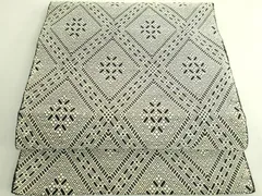 平和屋着物●極上　八寸名古屋帯　こぎん刺し　菱　黒地　逸品　DZAB6295kh6のサムネイル