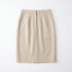 無地 タイトスカート ベージュ ひざ丈 シンプル