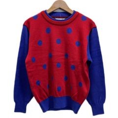 BOB ボブ カシミヤ アルパカ ドット クルーネック ニット ネイビー 
