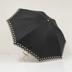 日傘 DAKS ダックス USED品  晴雨兼用 ブラック スカラップ フリル 刺繍 ロゴ ドット ジャンプ UV 遮光 47cm  A3939のサムネイル
