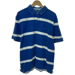 【中古】　TOMMY HILFIGER　ポロシャツ　半袖　トップス　ボーダー　ワンポイント　刺しゅう　インポート　古着　/7032
