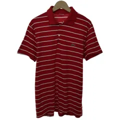 【中古】　LACOSTE　ポロシャツ　半袖　トップス　ボーダー　ワンポイント　クロコダイル　刺しゅう　オーバーサイズ　古着　/7032