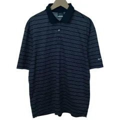 【中古】　NIKE　ポロシャツ　半袖　トップス　ボーダー　ワンポイント　スウッシュ　刺しゅう　スポーツウエア　古着　/7037