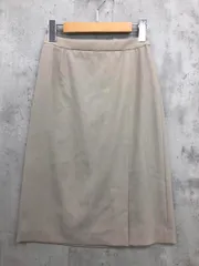 美品 INDVI インディヴィ 日本製 洗える ナチュラルラップ風ストレート タイト スカート ベージュ ■■◎レディース