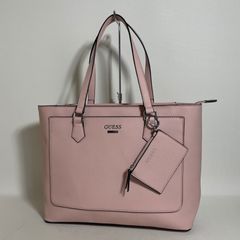 GUESS トートバッグ ピンク エンボスロゴ - メルカリ