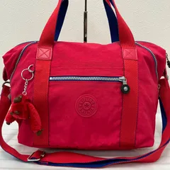 3391　KIPLING　キプリング　トートバッグ　 レッド×ブルー系　赤　青　無地　ロゴ　 ペンホルダー　ポケット多数　ナイロン　 軽量　モンキーチャーム　レディース