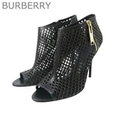 新品同様 BURBERRY バーバリー ブーティ ショートブーツ サンダル カットワーク オープントゥ ピンヒール レザー ブラック サイズ40 25cm レディースのサムネイル