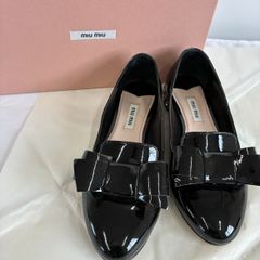 PRADA スパンコール バレエシューズ リボン ブラック サイズ37 箱