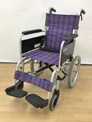 コンパクト車いす のっぴー NP-001BL 未使用 マキテック マキテック のっぴー コンパクト車いす NP-001BL ネイビーチェック