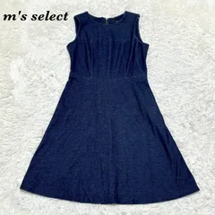 【美品】 m's select ノースリーブ ひざ丈ワンピース  38 ネイビーのサムネイル