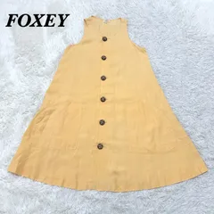 FOXEY ノースリーブ麻100％ フレアワンピース 38