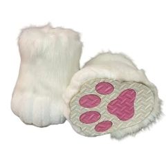 ふわふわのファーシューズ-ホワイト fursuit 獣足 - メルカリ
