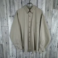 OLD Eddie Bauer 90s エディーバウアー ベージュ 長袖 BD ボタンダウン コットン シャツ メンズ XL サイズのサムネイル