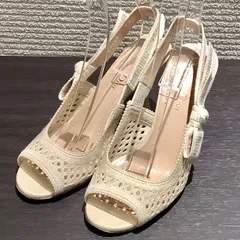クリスチャンディオール ChristianDior J'ADIOR レース オープントゥ スリングバック パンプス サンダル ベージュ [35.5] MD1220 I512/T26