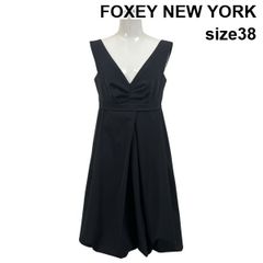 ☆FOXEY NEWYORK☆タック入り フレアワンピース黒ブラック サイズ38