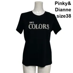 □ ピンキーアンドダイアン Pinky&Dianne 半袖Tシャツ カットソー クルーネック パール調 黒 コットン100％ 38 M 9号 レディース S6E366のサムネイル