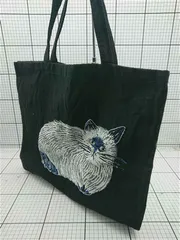 ◇ Θ 松尾ミユキ 猫刺繍トートバッグ ブラック系 レディース E  【1603090032037】
