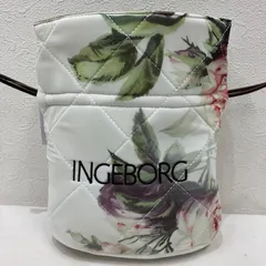 3250　INGEBORG　インゲボルグ　ローズプリントキルティング巾着バッグ　ショルダーバッグ　巾着型　キルト　キルティング　チェーン　パール　ハンドバッグ　花　フラワー　薔薇　ローズ　白　オフホワイト　ロゴ　小さめ　ノベルティ　非売品のサムネイル