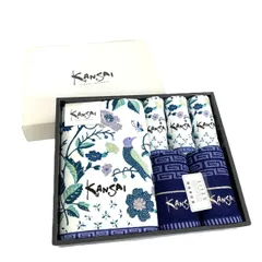 KANSAI YAMAMOTO カンサイヤマモト タオルセット  花鳥柄/コットン バス1フェイス2ウォッシュ3   ホワイト/ネイビー ユニセックス / 240001204368のサムネイル