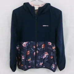 [NI] adidas neo　アディダス ネオ　アウター　スポーツウェア　ウィンドブレーカー　ナイロンジャケット　ジャージ　パーカー　花柄　レディース　Mサイズ　ネイビー　紺　AZ2500