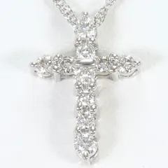 K18WG ネックレス ダイヤモンド 0.14ct 総重量約1.6g 約40cm