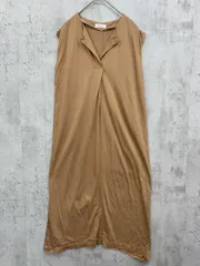 美品 BEAUTY & YOUTH ビューティ&ユース ユナイテッドアローズ 天竺スキッパーネック ノースリーブ ワンピース オーカー ■◆ レディース