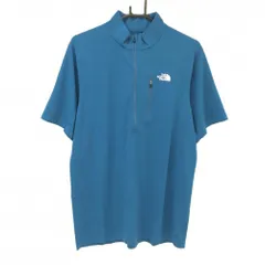 【新品】ノースフェイス 半袖ハイネックシャツ ブルー ロゴ白 ハーフジップ メンズ XL ゴルフウェア THE NORTH FACEのサムネイル
