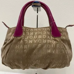 3236　CHARLES JOURDAN　シャルルジョルダン　トートバッグ　ハンドバッグ　手提げ　キャンバス　ブラウン✕パープルのサムネイル